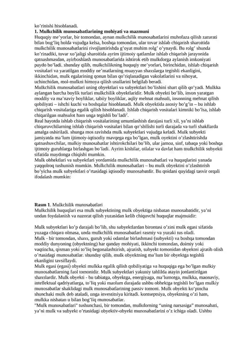 Mulkchilik munosabatlari va ularning huquqiy iqtisodiy jihatlari 2