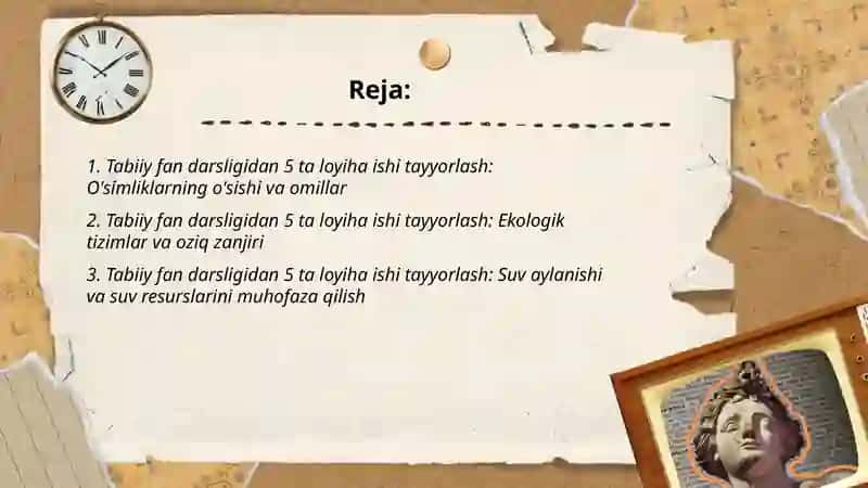 Tabiiy fan darsligidan 5 ta loyiha ishi tayyorlash 2