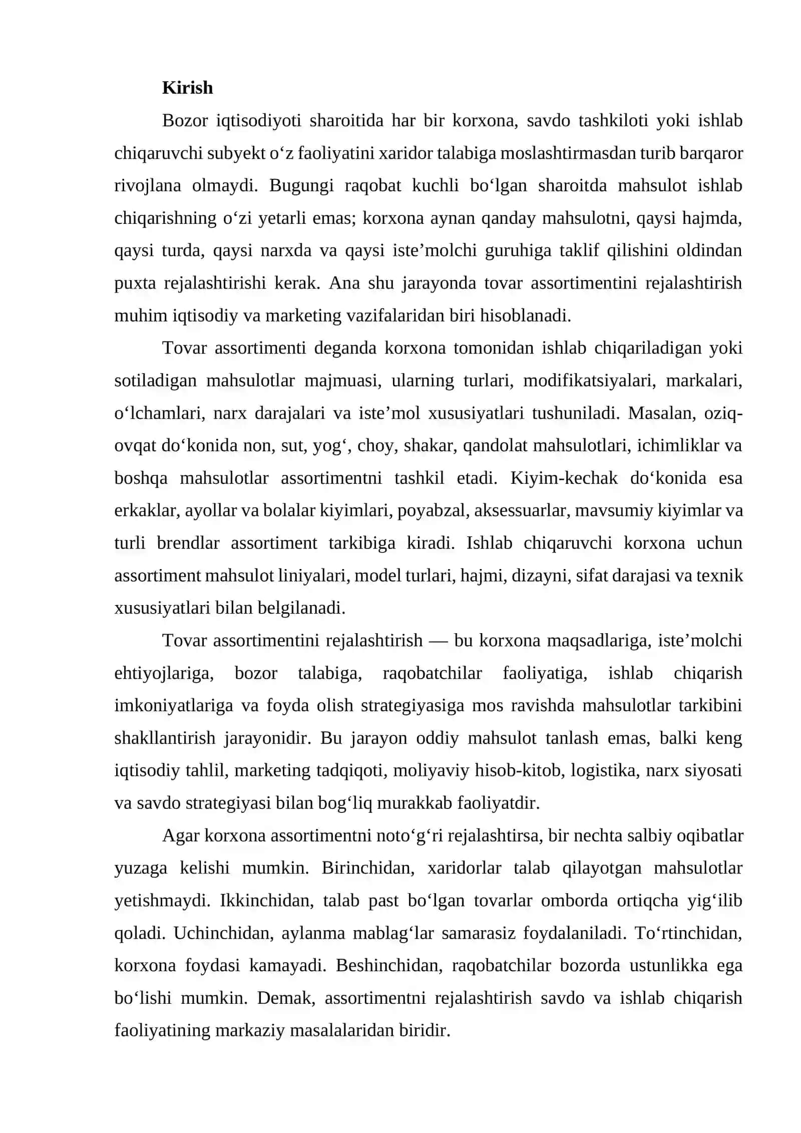 TOVAR ASSORTIMENTINI REJALASHTIRISH 2