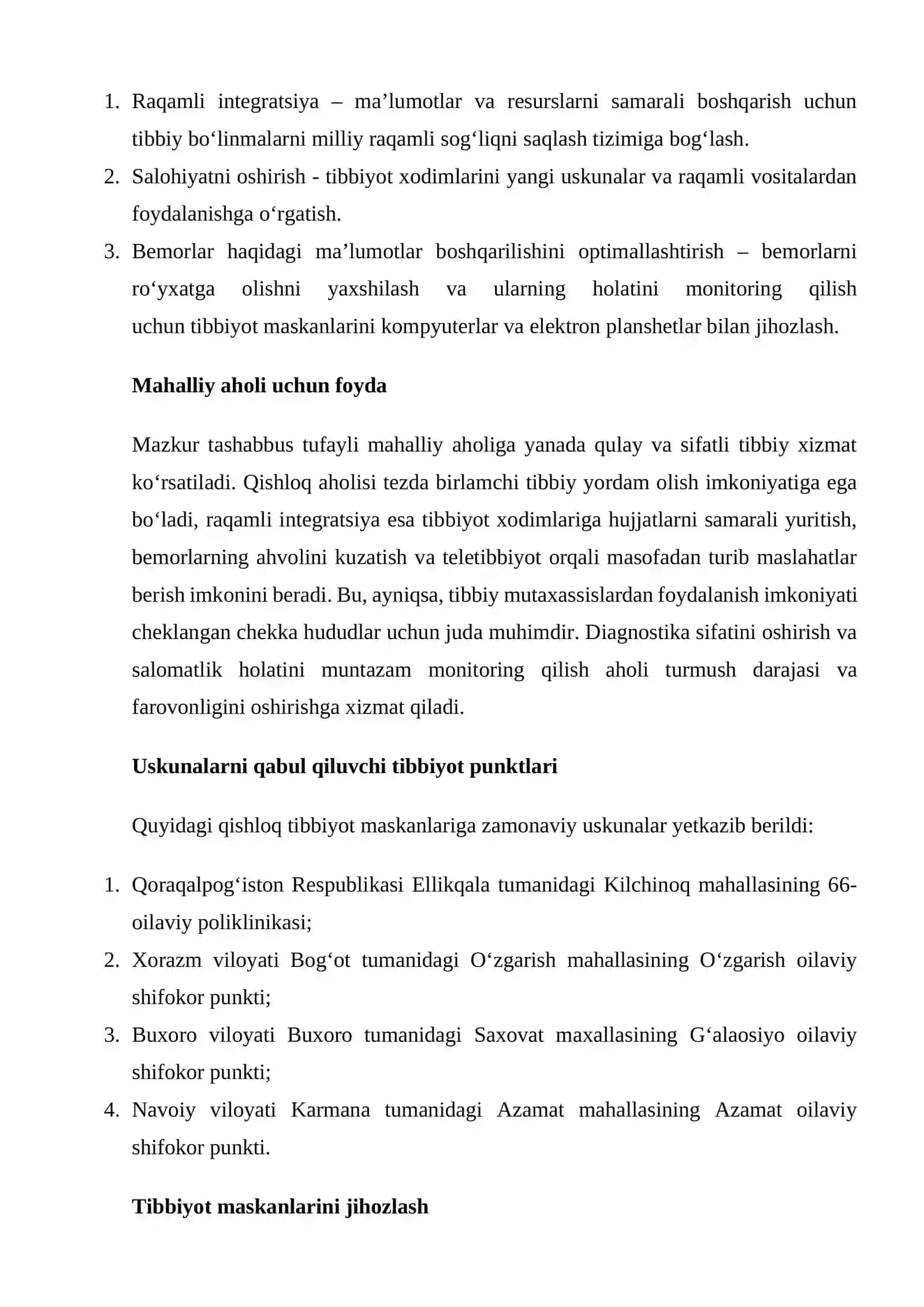 Qishloq vranchlik punkini tashkil qilish 2