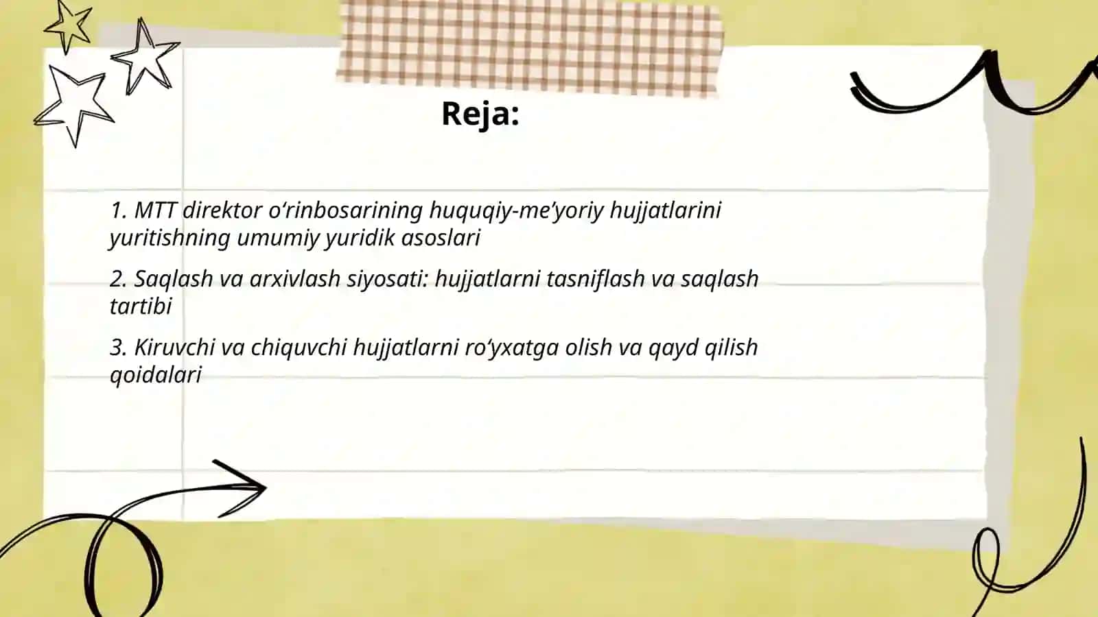 MTT Direktor Oʻrinbosarining Faoliyatiga oid Huquqiy-meʼyoriy Hujjatlarning Yuritilishiga Qoʻyiladigan Asosiy Talablar 2