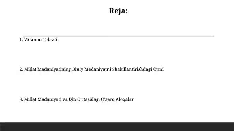 Milliy matanyatlarning diniy madanyat shakillantirishidagi roli.Ona yurtimtabiati 2