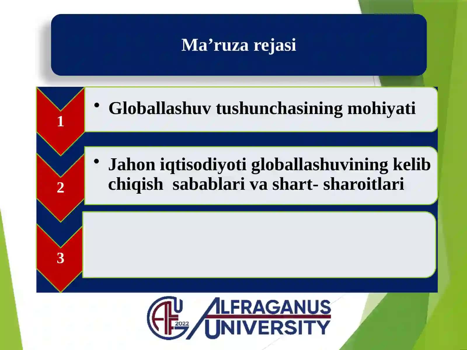 GLOBAL IQTISODIY RIVOJLANISH FANINING PREDMETI VA VAZIFALARI 2