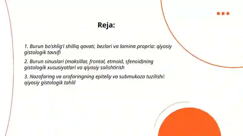 Nafas olish tizimi a’zolarining qiyosiy gistalogik tavsifi 2