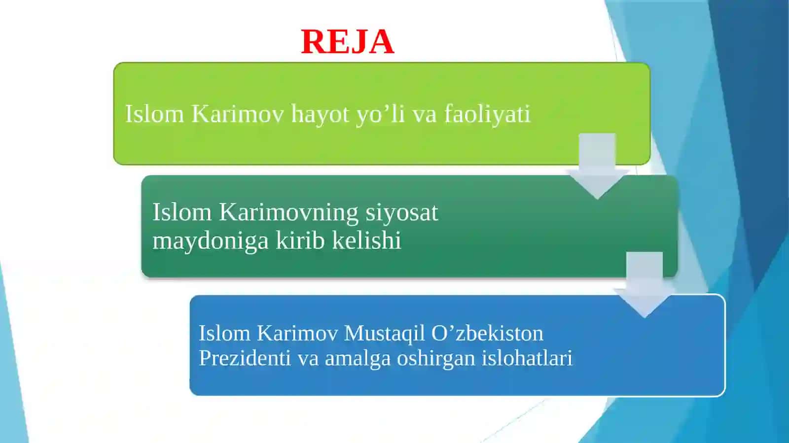 ISLOM ABDUG’ANIYEVICH KARIMOV MUSTAQIL O’ZBEKISTON RESPUBLIKASINING BIRINCHI PREZIDINTI 2