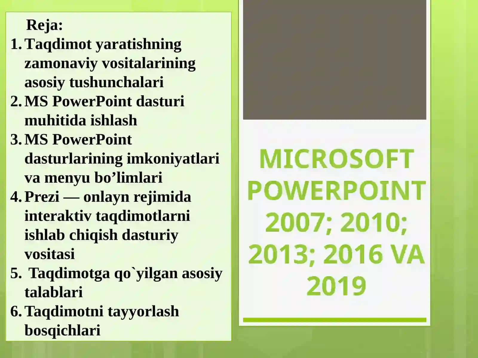 TAQDIMOT YARATISHNING ZAMONAVIY VOSITALARI VA TA'LIM JARAYONIDA QO'LLANILISHI 2