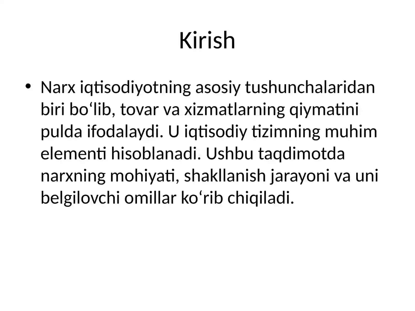 Narxning mohiyati va shakllanish xususiyatlari 2