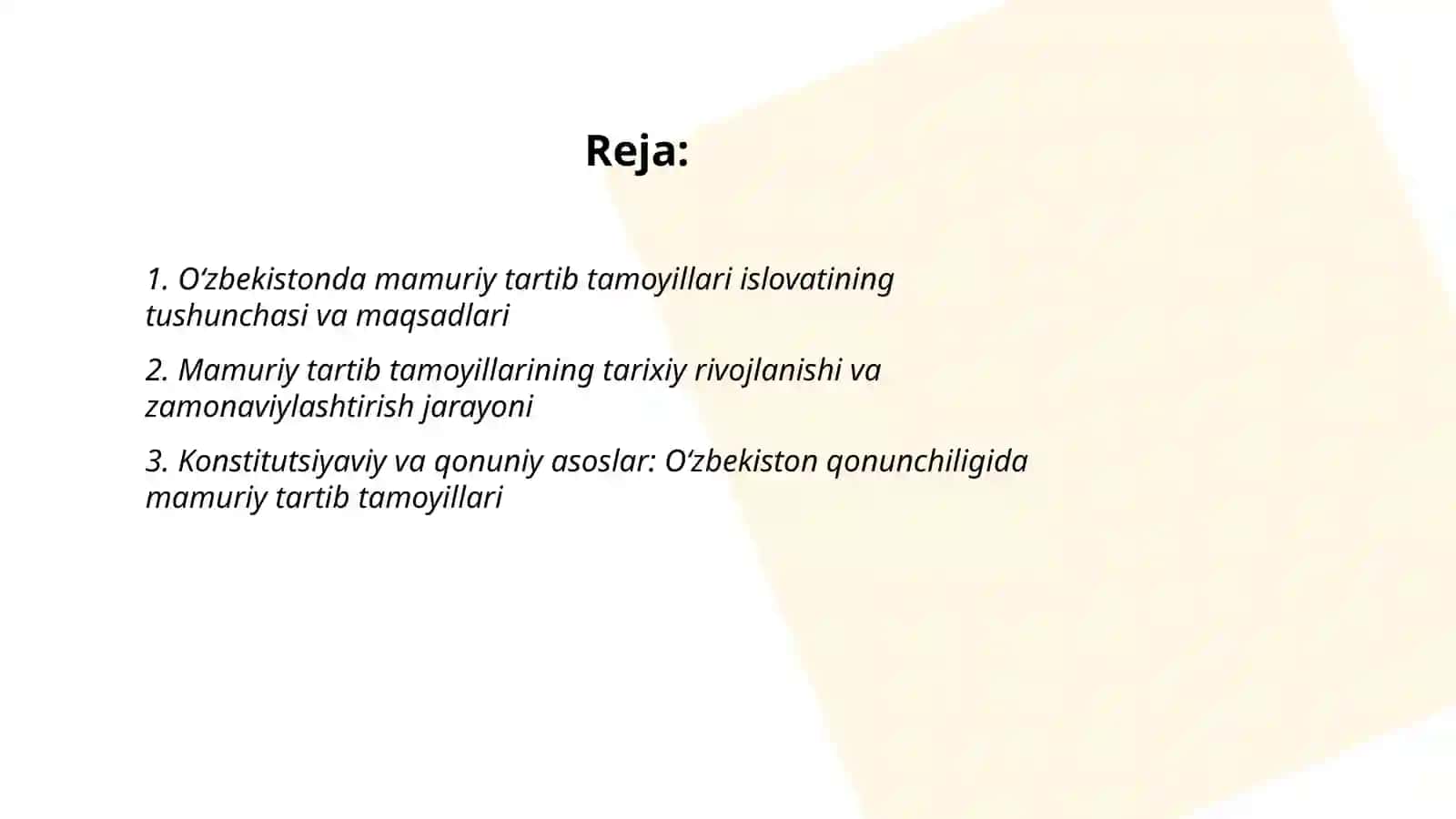 Oʻzbekistonda mamuriy tartib tamoyilari islovati 2