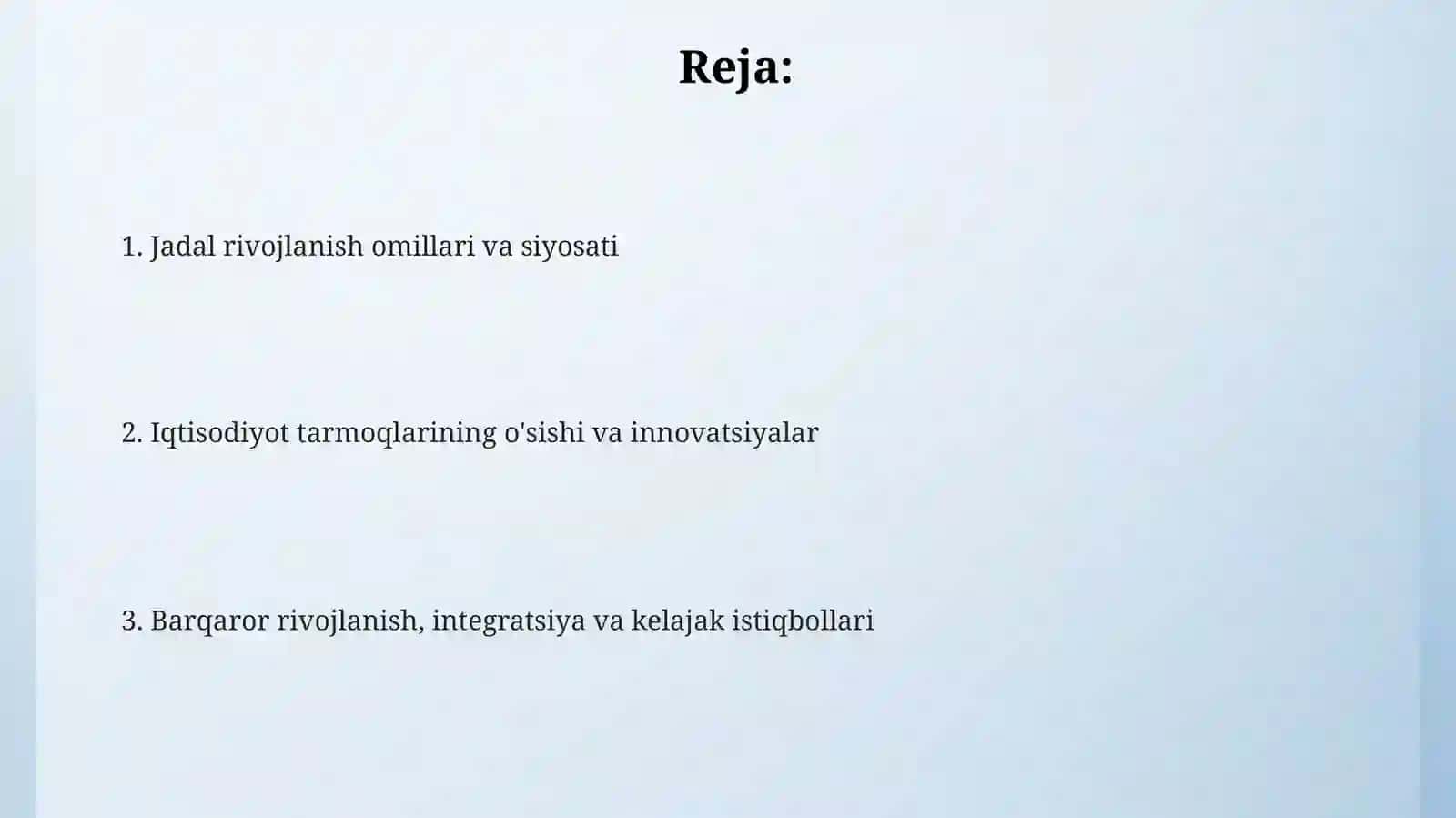 Milliy iqtisodiyotni jadal rivojlantirish 2