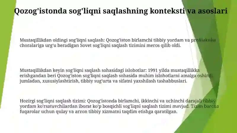 Mustaqillik Yillarida Soğlikni Saqlash Sohasida Amalga Oshirilgan Islohotlar 2