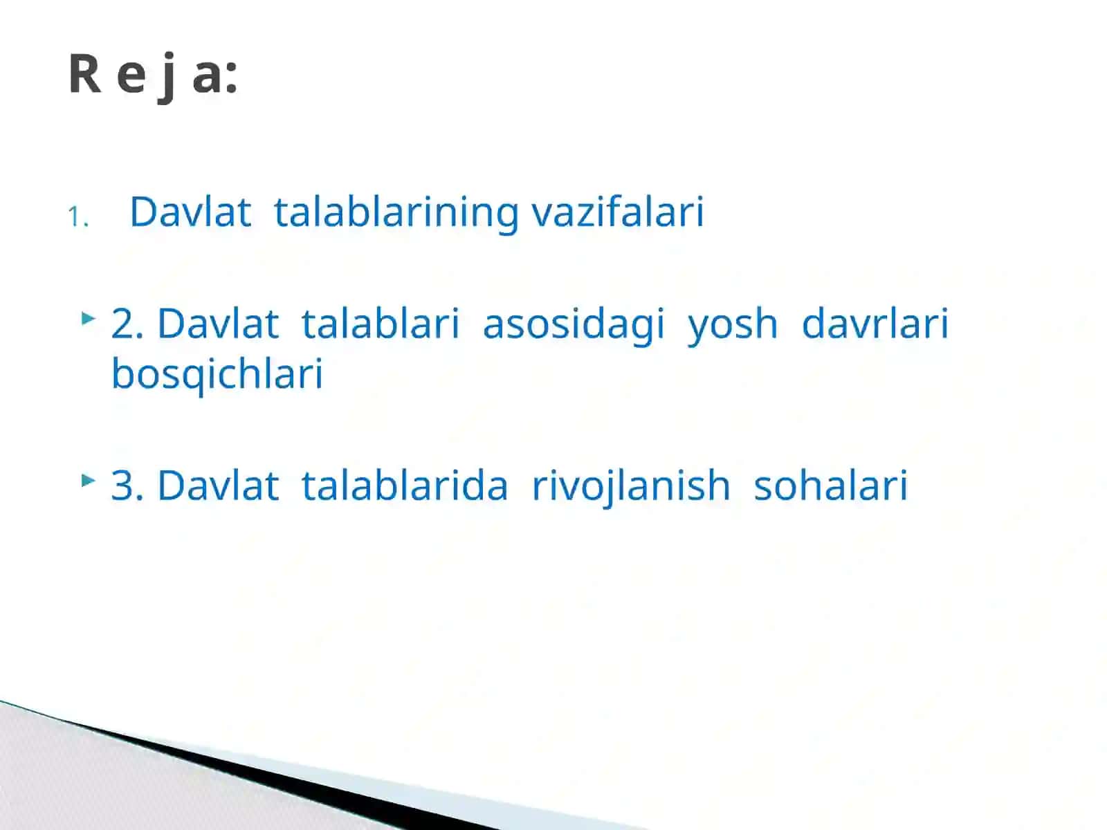 O’zbekiston Respublikasining ilk va maktabgacha yoshdagi bolalar rivojlanishiga qo‘yiladigan Davlat talablari 2