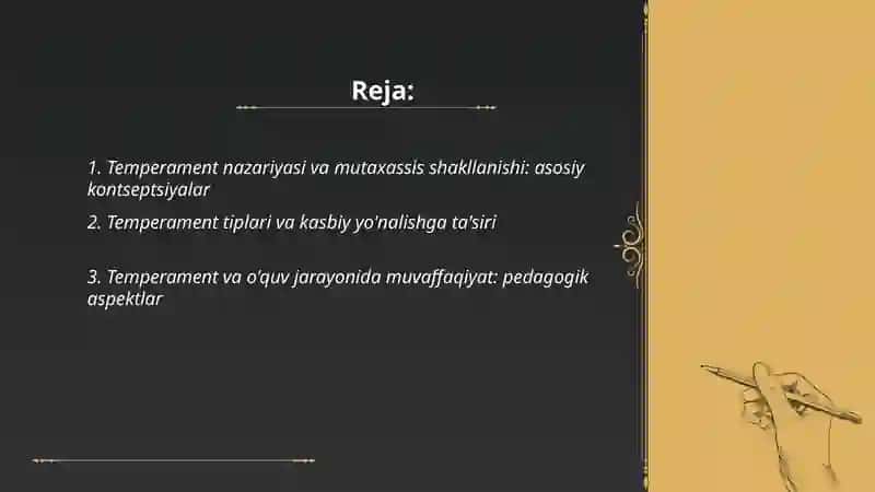 Temperament xususiyatlarining mutaxassis shakllanishidagi o'rni 2