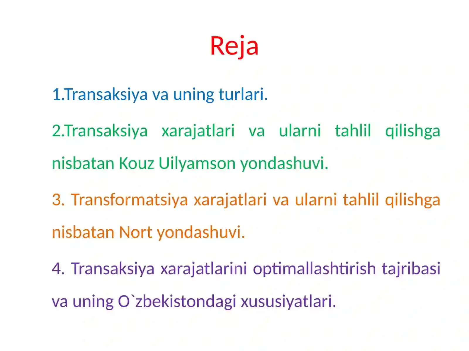 Transaksiya va transformatsiya harajatlari 2