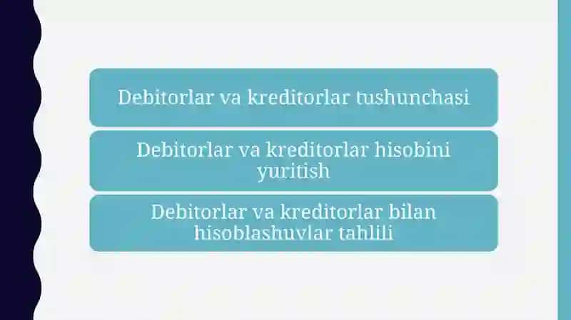 TURLI DEBITOR VA KREDITORLAR BILAN HISOBLASHUVLAR HISOBI 2