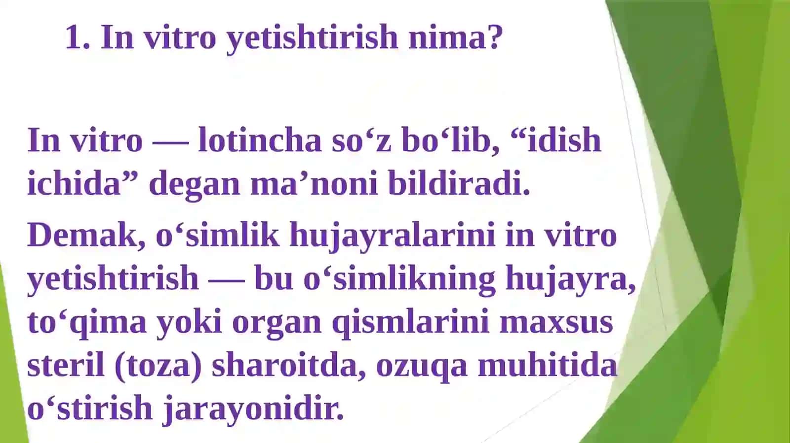 O'simlik hujayralarini in vitroyetishtirish va Biotexnologik texnologiyasi 2