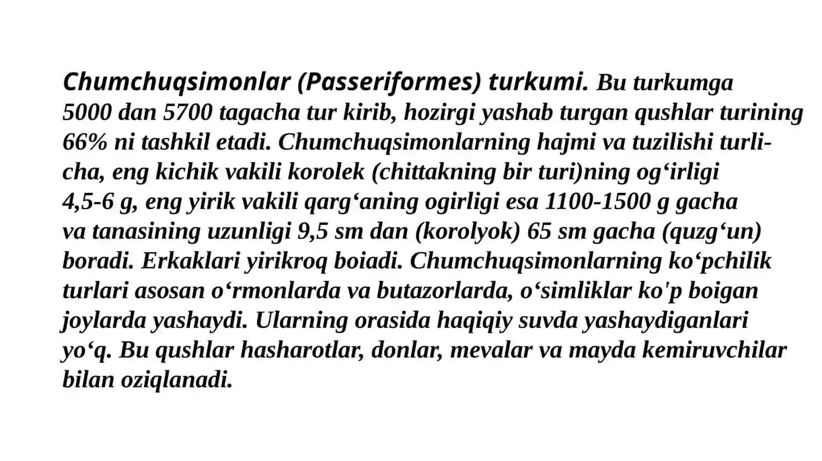 Chumchuqsimonlar turkumi va ularning biologik xususiyatlari 2