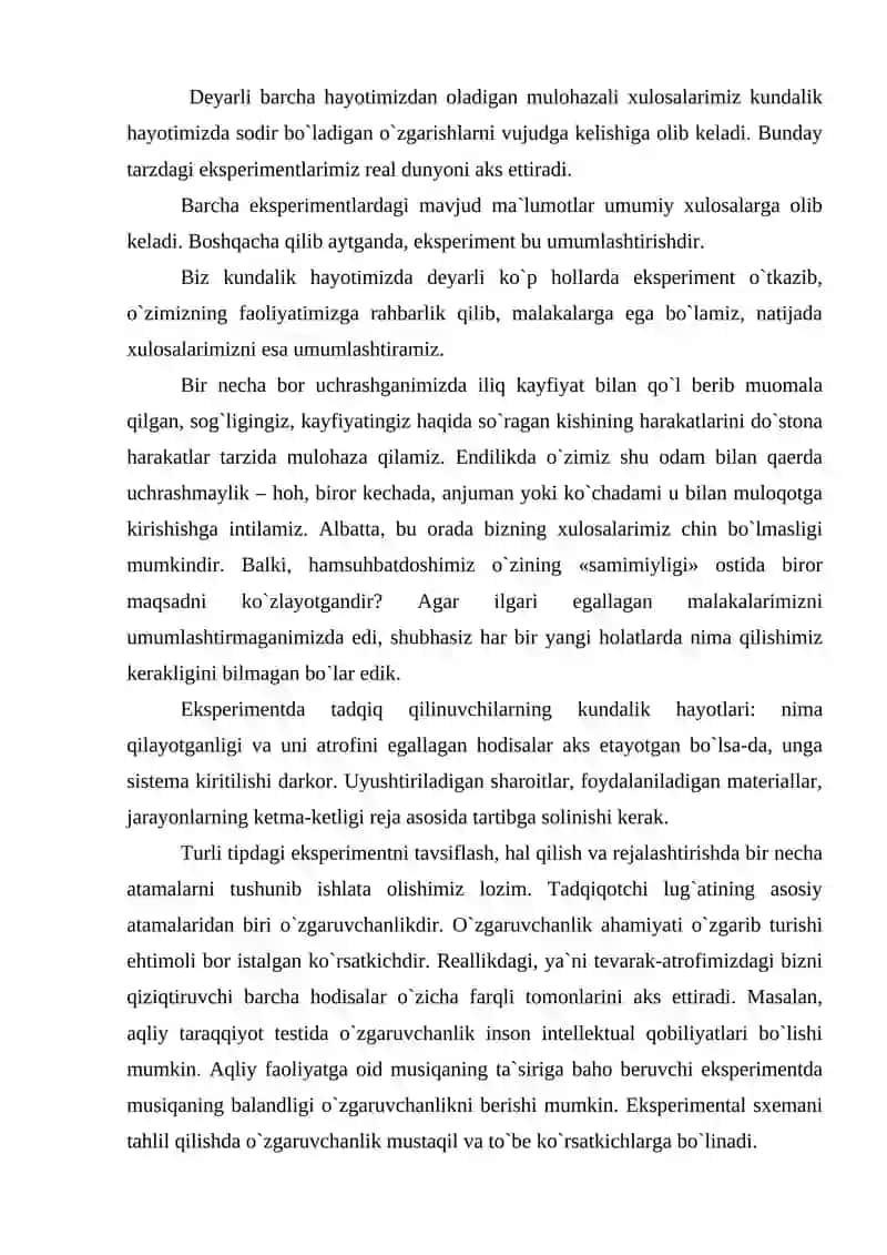 Idеаl vа rеаl ekspеrimеnt 2
