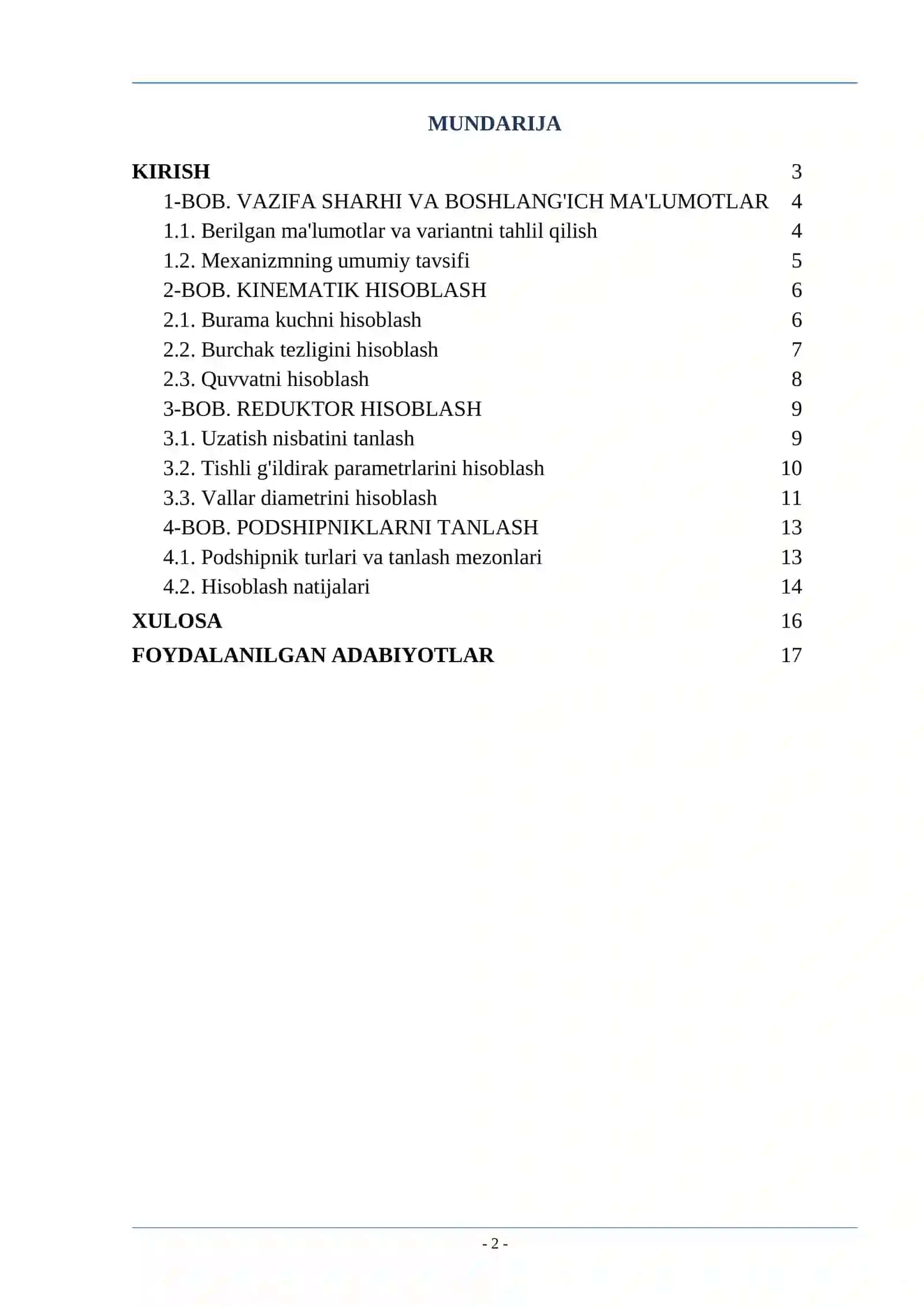 Baraban Reduktor Mexanizmini Loyihalash 2