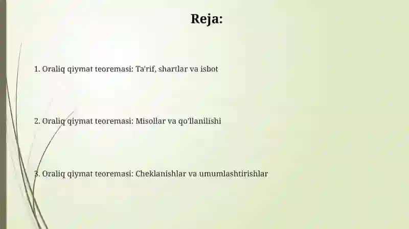 Oraliq qiymat teoremasi 2