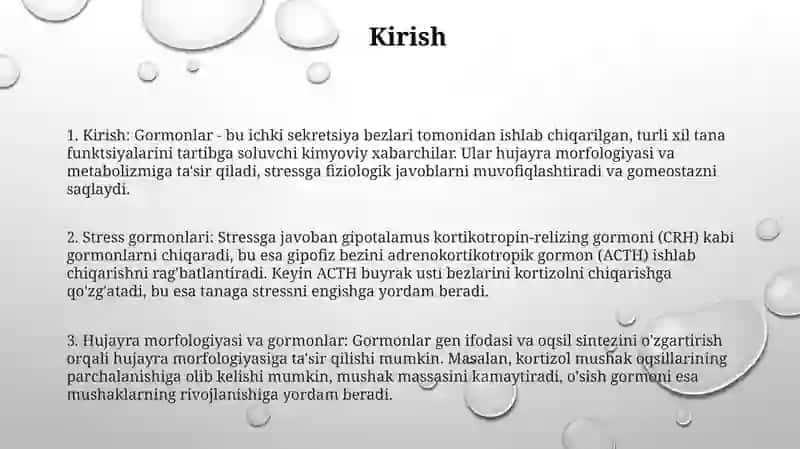 Buyuk Usti Bezlari PoʻStlogʻI Garmonlarning Roli Va Hujayralarning Morfologik KoʻRinishlari 2