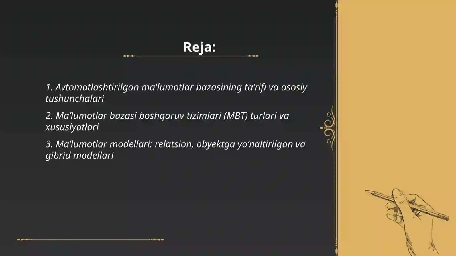 Avtomatlashtirilgan Ma'lumotlar bazasi 2