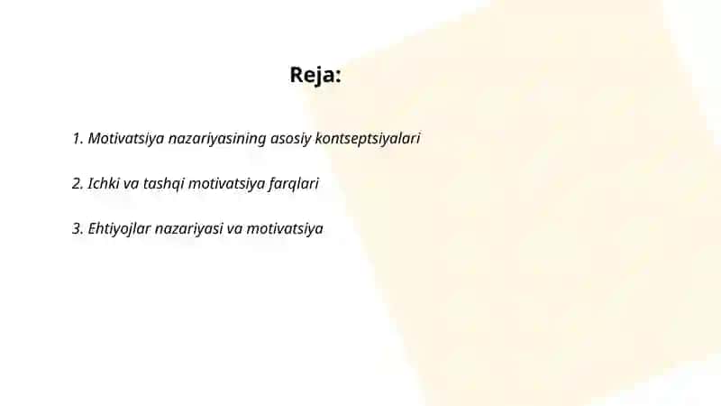 Motivatsiya nazariyasining asosiy kontseptsiyalari 2