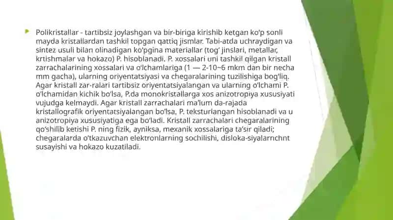 POLIKRISTALL YARIM O’TKAZGICHLAR 2