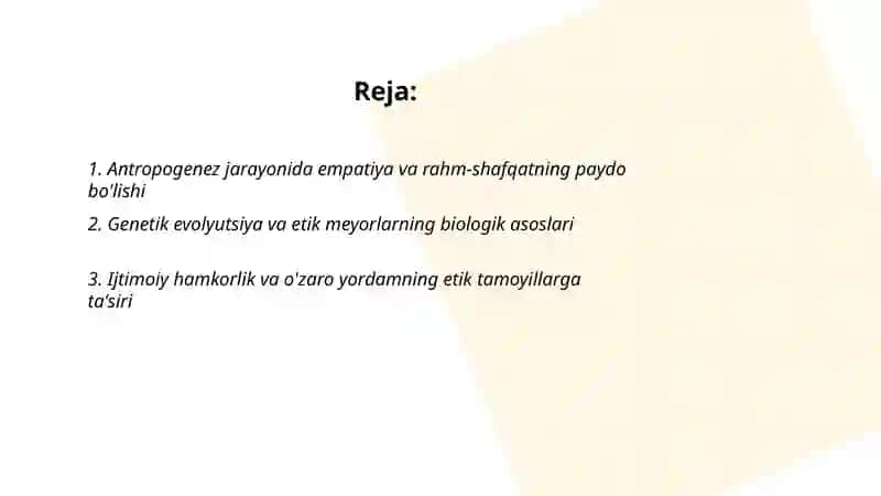 Antropogenez jarayonida etik meyorlarning shakllanishi 2