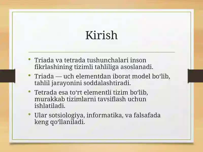 Xoare triadalari va tetradalariga tarjimasi 2