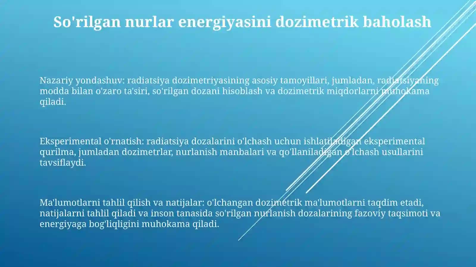 Yutilgan Nurlar Energiyasini Dozimetrik Baholash 2