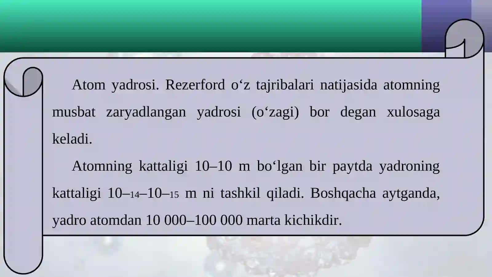 Atom yadrosining tarkibi. Bog‘lanish energiyasi. Massa defekti 2
