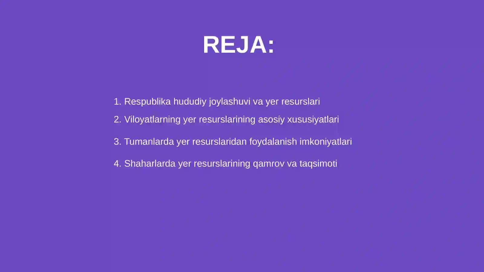 Respublika viloyat,tuman,shaharlarda yer resurslardan foydalanish hususiyatlari 2