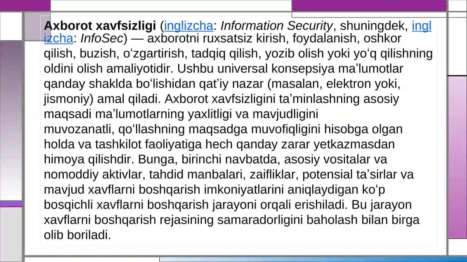 O’zbekistonda axborot xavfsizligining ma’naviy va huquqiy asoslari 2