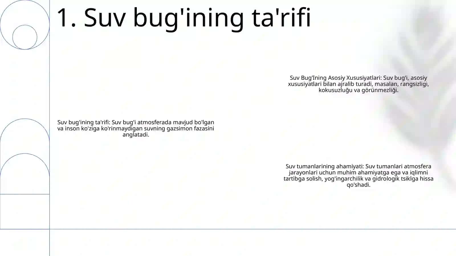 Suv Bug'Ining Asosiy Xossalari 2
