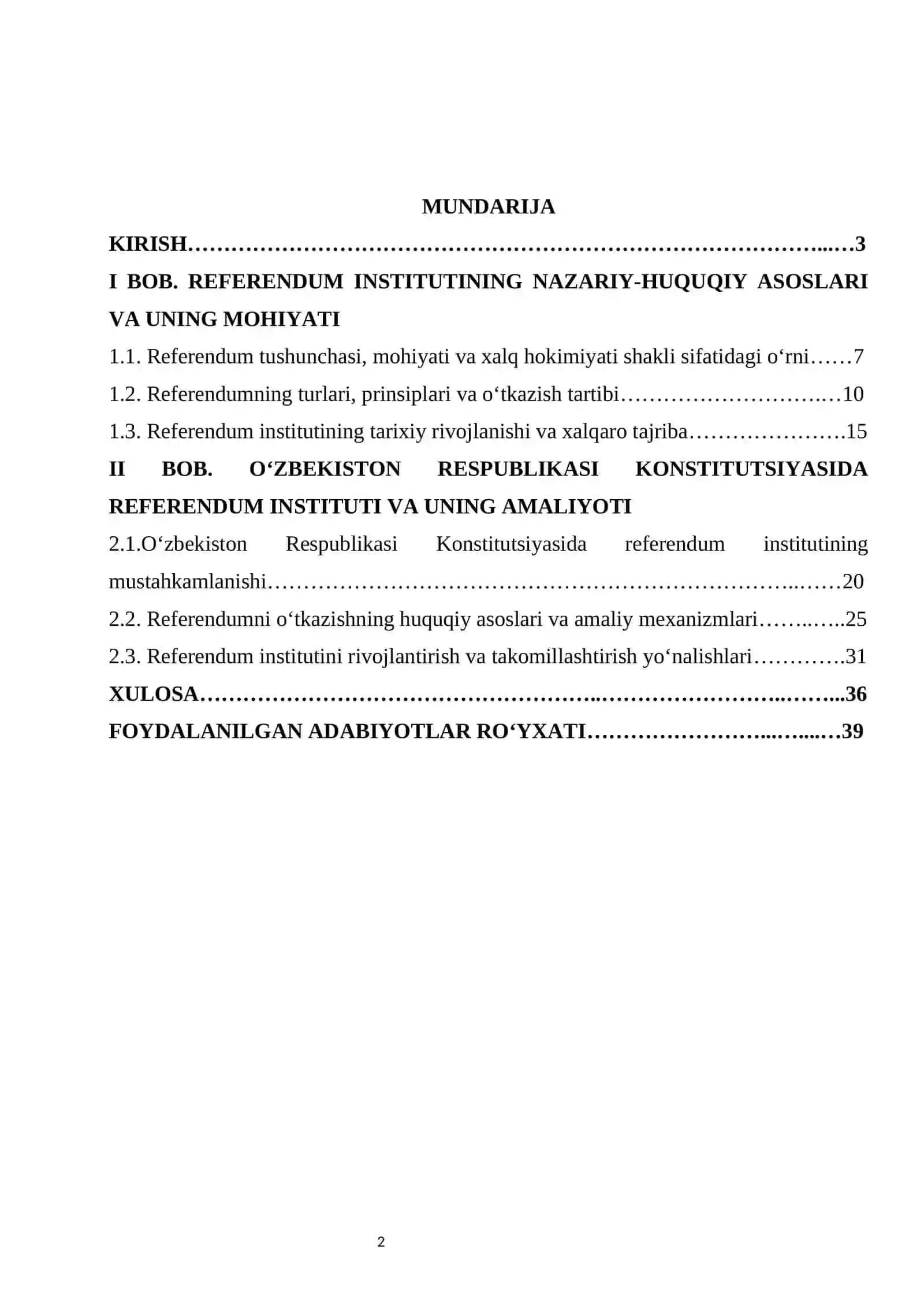 Konstitutsiyada referendum instituti kurs ishi 2