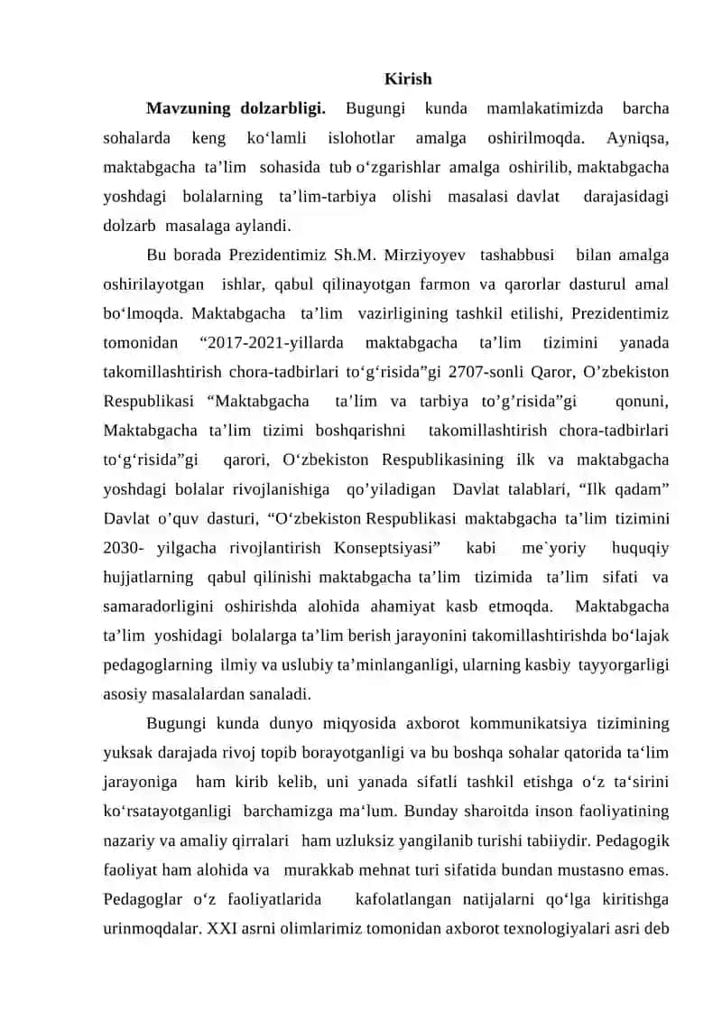 Maktabgacha ta’lim tashkilotlarida pedagogik texnologiyalardan foydalanishning mazmuni 2