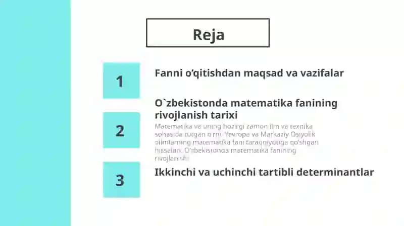 Ikkinchi va uchinchi tartibli determinantlar 2