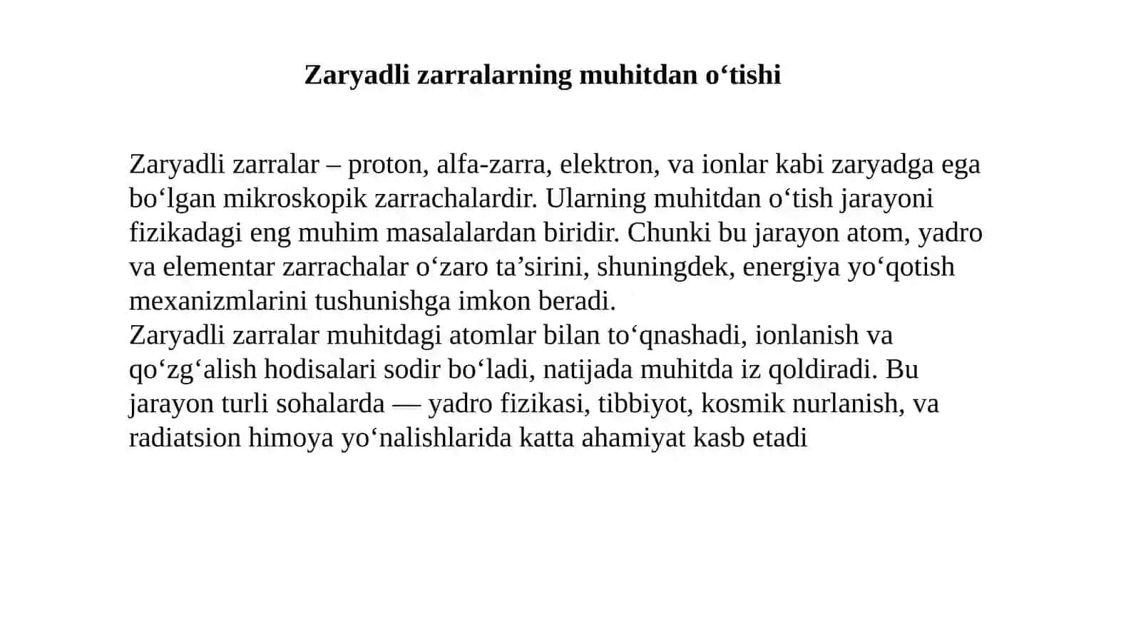 Zaryadli zarralarning muhitdan o‘tishi | Fizika prezentatsiya PPT 2