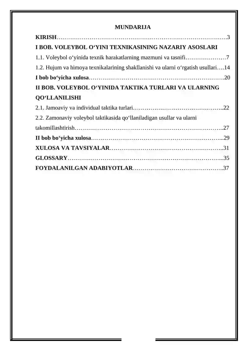 Voleybol o'yini texnikasi va taktikasini tasnifi 2