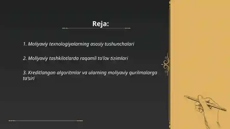 Moliyaviy tashkilotlarda moliyaviy texnalogiyalar xususiyatlari 2