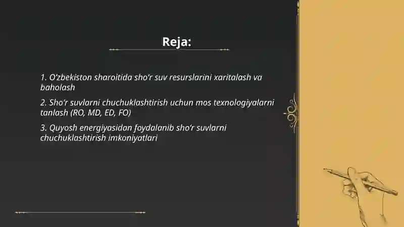 Shoʻr suvlarni chuchuklashtirish gʻoyasi 2