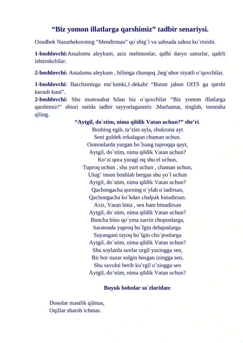 Biz yomon illatlarga qarshimiz 2