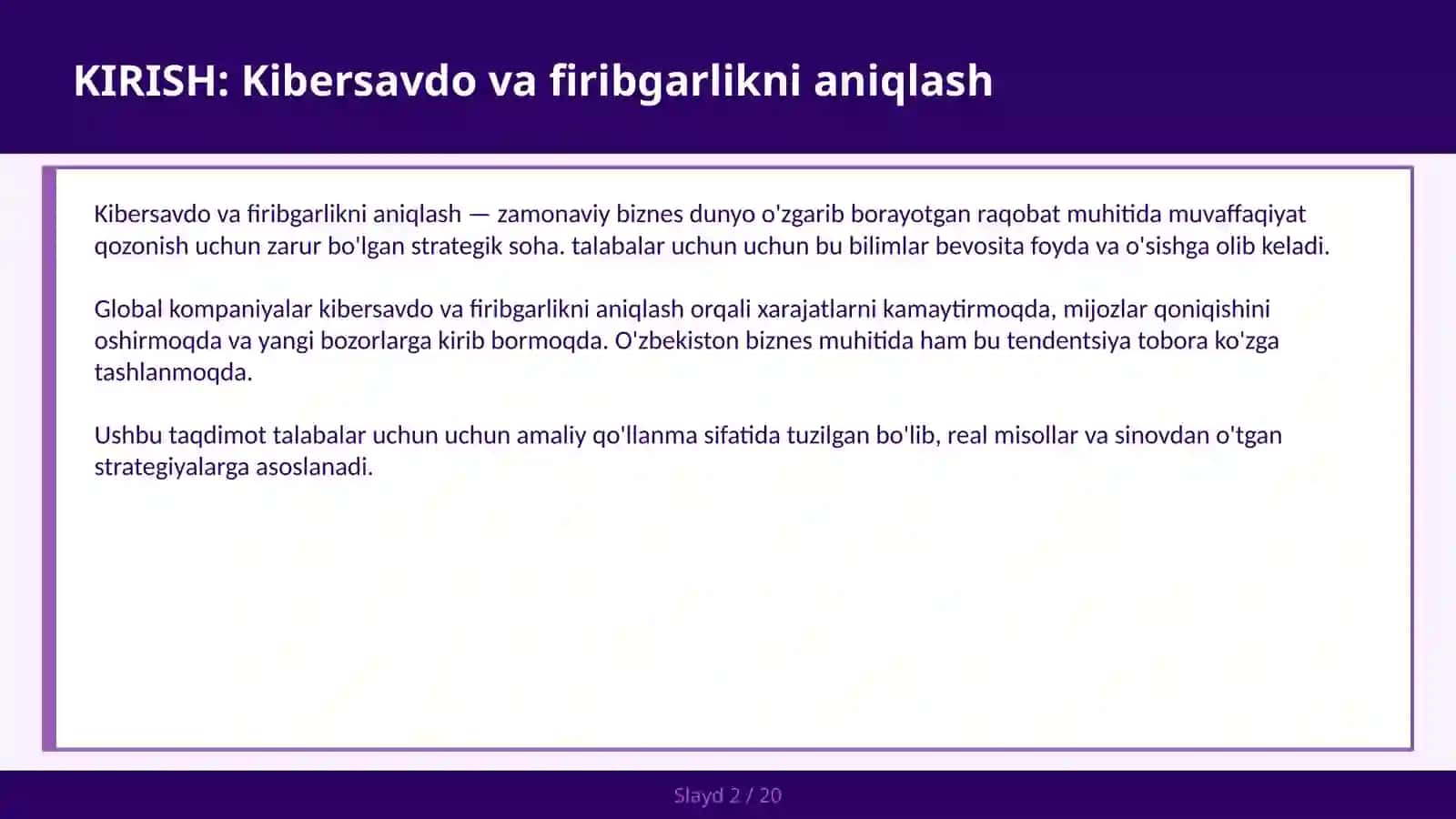 Kibersavdo va firibgarlikni aniqlash 2