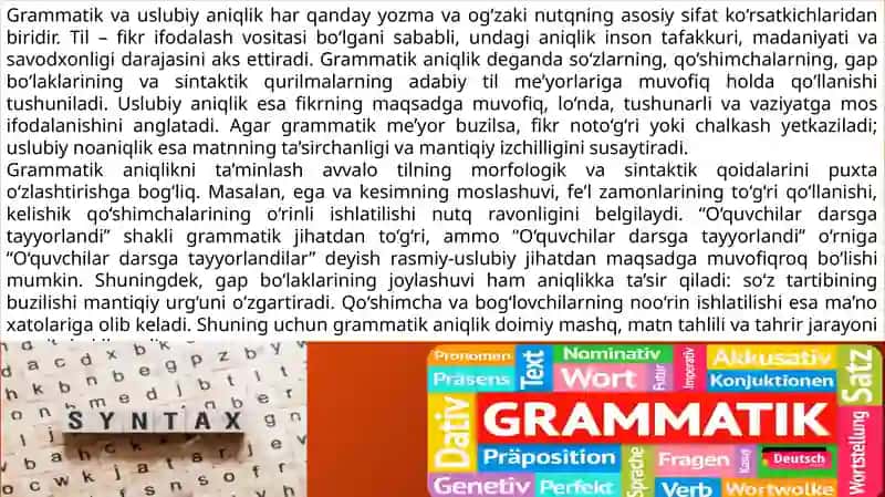 Grammatik va uslubiy aniqlikni oshirish 2