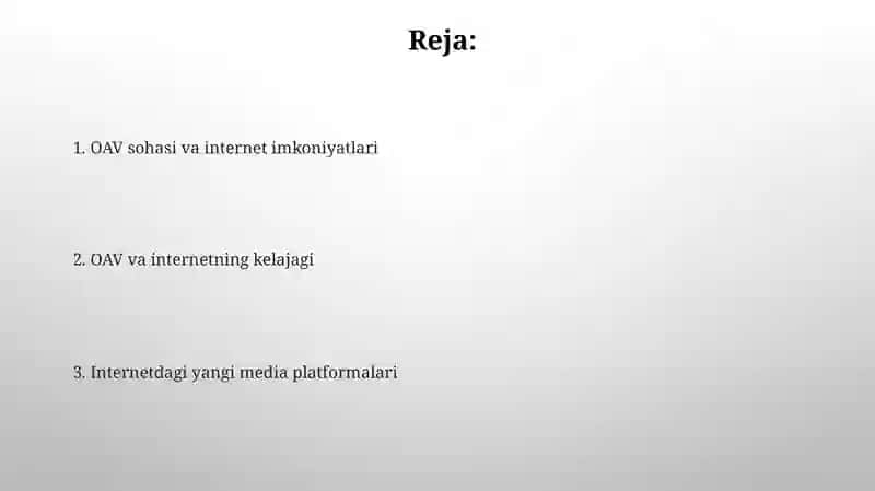 Media maydon va internet imkoniyatlari 2