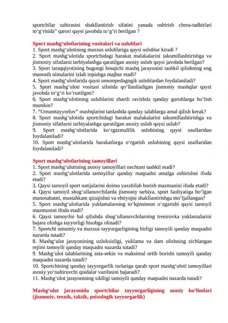 SPORT MASHGʻULOTLARINING NAZARIY ASOSLARI 2