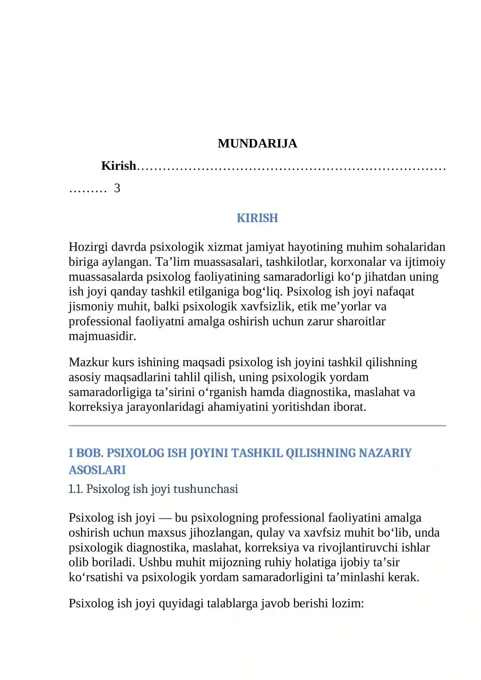 Psixolog ish joyini tashkil qilish 2