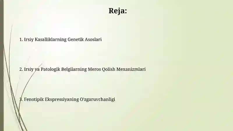 Irsiy va patologik belgilarning irsiylanishi 2