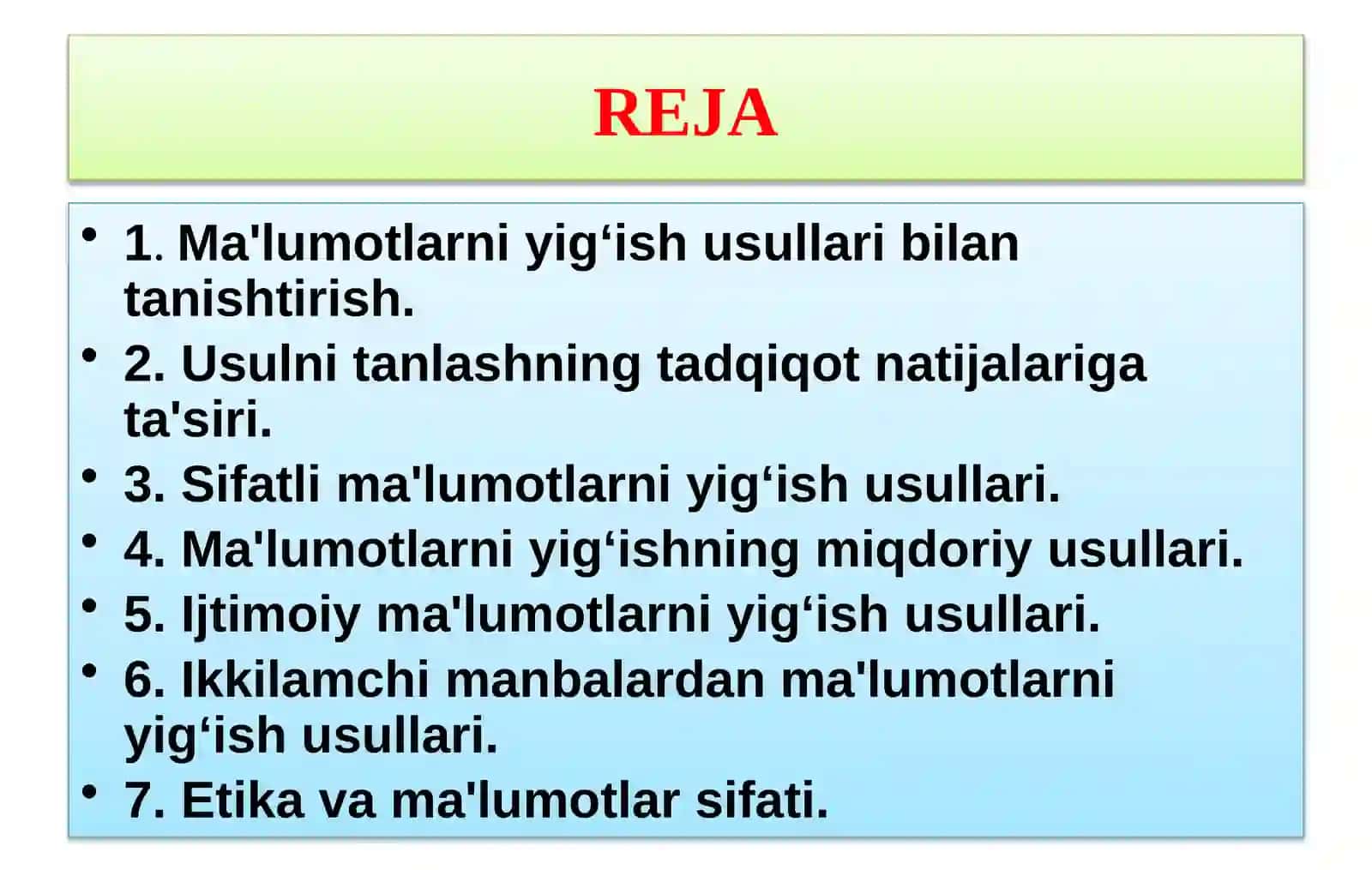 Ma'lumotlarni yigʻish usullari 2