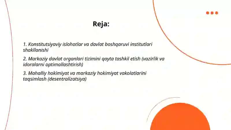 Mustaqillik yillarida davlat boshqaruv tizimida amalga oshirilgan islohatlar 2